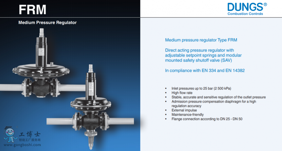 FRM {y DN 25 – DN 50 Max. Operating pressure: 10 / 25 bar Nominal diameter: DN 25 - DN 50 Approvals: EN 334, EN 14382